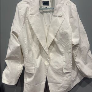 Eloquii White Single-Button Tailored Blazer